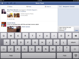 Facebook iPad Send Button