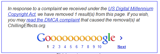 DMCA Notice in Google