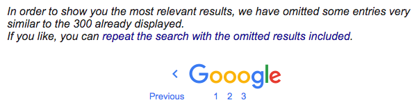 Omitted search results in google - content duplication and internal competition